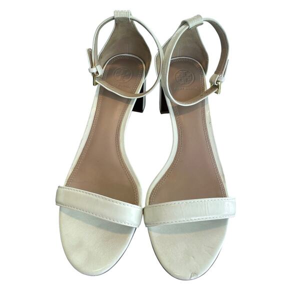 Tory Burch Cecile Ankle Strap Mid Heel Sandals White Size 10 Formal Elegant - Picture 8 of 15
